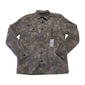NoMad Craft & Flow Camo Button-Front Long Sleeve Shirt Men’s LARGE Khaki Tan